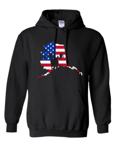 Pullover Hooded Sweatshirt Alaska Black Moose Vibrant Design High Quality Tight Knit Ring Spun Low Maintenance Cotton Printed With The Newest Available Color Transfer Technology