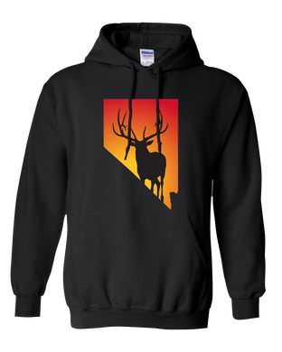 Pullover Hooded Sweatshirt Nevada Black Elk Vibrant Design High Quality Tight Knit Ring Spun Low Maintenance Cotton Printed With The Newest Available Color Transfer Technology