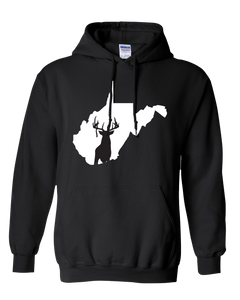 Pullover Hooded Sweatshirt West Virginia Black Whitetail Deer Vibrant Design High Quality Tight Knit Ring Spun Low Maintenance Cotton Printed With The Newest Available Color Transfer Technology