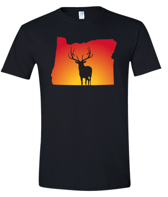 Short Sleeve T-Shirt Oregon Black Elk Vibrant Design High Quality Tight Knit Ring Spun Low Maintenance Cotton Printed With The Newest Available Color Transfer Technology