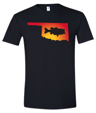 Load image into Gallery viewer, Short Sleeve T-Shirt Oklahoma Black Large Mouth Bass Vibrant Design High Quality Tight Knit Ring Spun Low Maintenance Cotton Printed With The Newest Available Color Transfer Technology