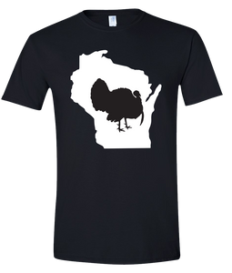 Short Sleeve T-Shirt Wisconsin Black Turkey Vibrant Design High Quality Tight Knit Ring Spun Low Maintenance Cotton Printed With The Newest Available Color Transfer Technology