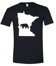 Load image into Gallery viewer, Short Sleeve T-Shirt Minnesota Black Black Bear Vibrant Design High Quality Tight Knit Ring Spun Low Maintenance Cotton Printed With The Newest Available Color Transfer Technology