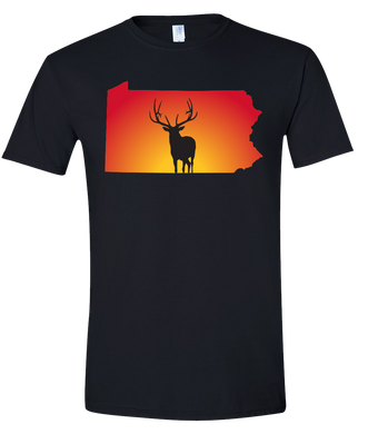 Short Sleeve T-Shirt Pennsylvania Black Elk Vibrant Design High Quality Tight Knit Ring Spun Low Maintenance Cotton Printed With The Newest Available Color Transfer Technology