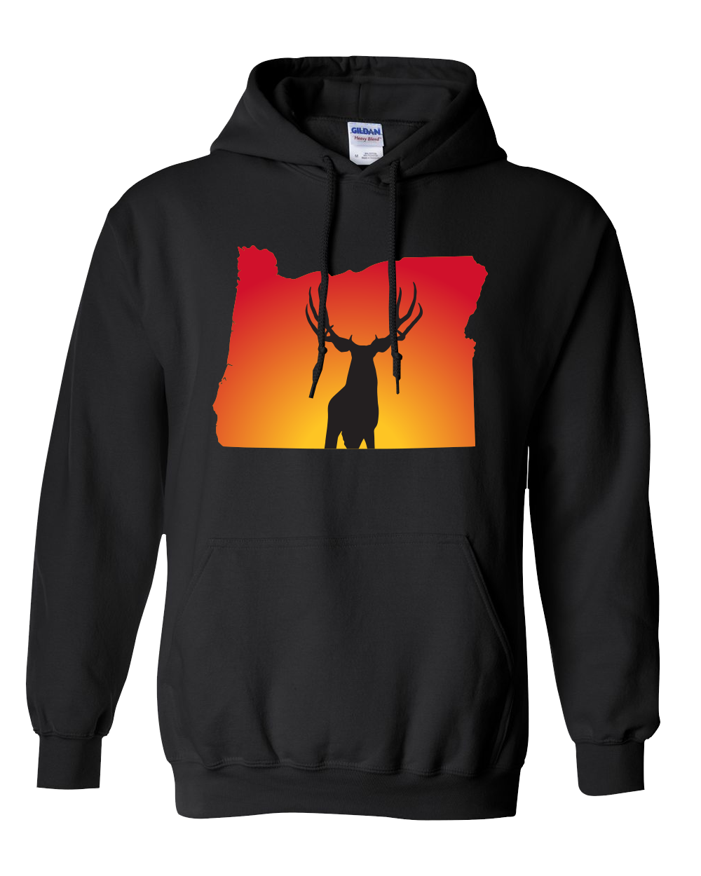 Pullover Hooded Sweatshirt Oregon Black Mule Deer Vibrant Design High Quality Tight Knit Ring Spun Low Maintenance Cotton Printed With The Newest Available Color Transfer Technology