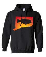 Load image into Gallery viewer, Pullover Hooded Sweatshirt Connecticut Black Large Mouth Bass Vibrant Design High Quality Tight Knit Ring Spun Low Maintenance Cotton Printed With The Newest Available Color Transfer Technology
