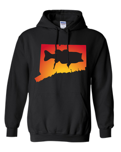 Pullover Hooded Sweatshirt Connecticut Black Large Mouth Bass Vibrant Design High Quality Tight Knit Ring Spun Low Maintenance Cotton Printed With The Newest Available Color Transfer Technology