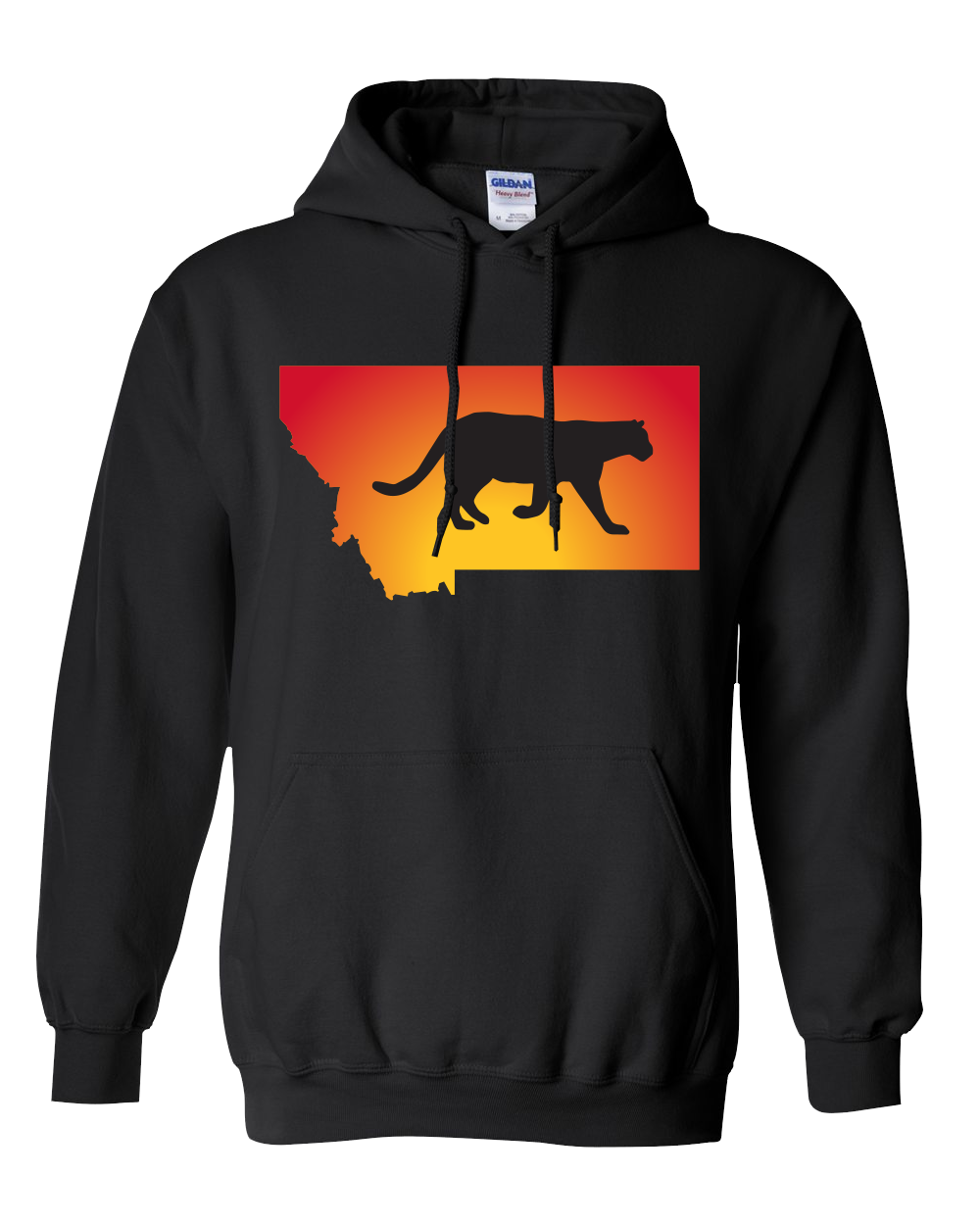 Pullover Hooded Sweatshirt Montana Black Mountain Lion Vibrant Design High Quality Tight Knit Ring Spun Low Maintenance Cotton Printed With The Newest Available Color Transfer Technology
