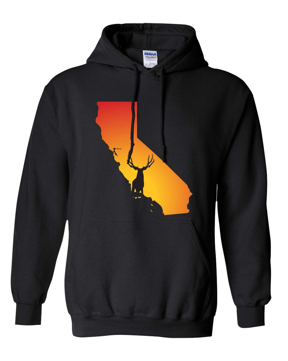 Pullover Hooded Sweatshirt California Black Mule Deer Vibrant Design High Quality Tight Knit Ring Spun Low Maintenance Cotton Printed With The Newest Available Color Transfer Technology