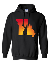 Load image into Gallery viewer, Pullover Hooded Sweatshirt Missouri Black Whitetail Deer Vibrant Design High Quality Tight Knit Ring Spun Low Maintenance Cotton Printed With The Newest Available Color Transfer Technology