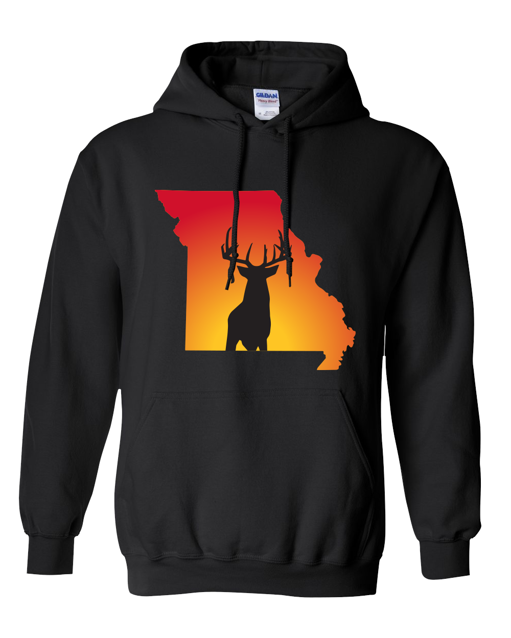 Pullover Hooded Sweatshirt Missouri Black Whitetail Deer Vibrant Design High Quality Tight Knit Ring Spun Low Maintenance Cotton Printed With The Newest Available Color Transfer Technology