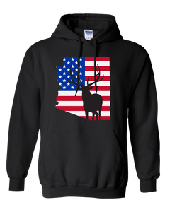 Pullover Hooded Sweatshirt Arizona Black Elk Vibrant Design High Quality Tight Knit Ring Spun Low Maintenance Cotton Printed With The Newest Available Color Transfer Technology