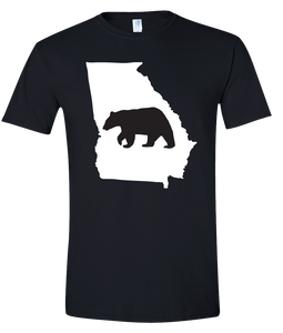 Short Sleeve T-Shirt Georgia Black Black Bear Vibrant Design High Quality Tight Knit Ring Spun Low Maintenance Cotton Printed With The Newest Available Color Transfer Technology