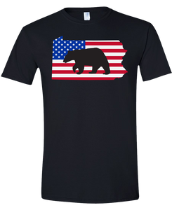 Short Sleeve T-Shirt Pennsylvania Black Black Bear Vibrant Design High Quality Tight Knit Ring Spun Low Maintenance Cotton Printed With The Newest Available Color Transfer Technology
