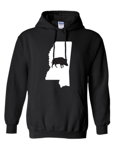 Pullover Hooded Sweatshirt Mississippi Black Wild Hog Vibrant Design High Quality Tight Knit Ring Spun Low Maintenance Cotton Printed With The Newest Available Color Transfer Technology
