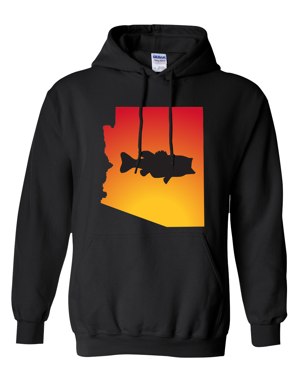 Pullover Hooded Sweatshirt Arizona Black Large Mouth Bass Vibrant Design High Quality Tight Knit Ring Spun Low Maintenance Cotton Printed With The Newest Available Color Transfer Technology