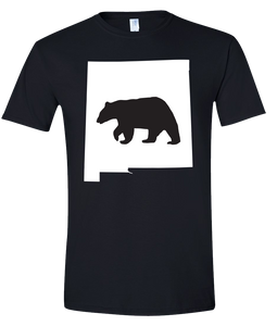 Short Sleeve T-Shirt New Mexico Black Black Bear Vibrant Design High Quality Tight Knit Ring Spun Low Maintenance Cotton Printed With The Newest Available Color Transfer Technology