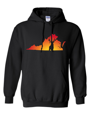 Pullover Hooded Sweatshirt Virginia Black Whitetail Deer Vibrant Design High Quality Tight Knit Ring Spun Low Maintenance Cotton Printed With The Newest Available Color Transfer Technology