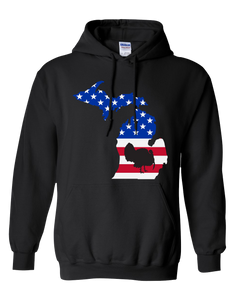 Pullover Hooded Sweatshirt Michigan Black Turkey Vibrant Design High Quality Tight Knit Ring Spun Low Maintenance Cotton Printed With The Newest Available Color Transfer Technology