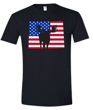 Load image into Gallery viewer, Short Sleeve T-Shirt Wyoming Black Moose Vibrant Design High Quality Tight Knit Ring Spun Low Maintenance Cotton Printed With The Newest Available Color Transfer Technology