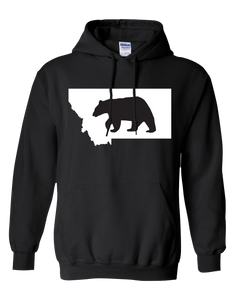 Pullover Hooded Sweatshirt Montana Black Black Bear Vibrant Design High Quality Tight Knit Ring Spun Low Maintenance Cotton Printed With The Newest Available Color Transfer Technology