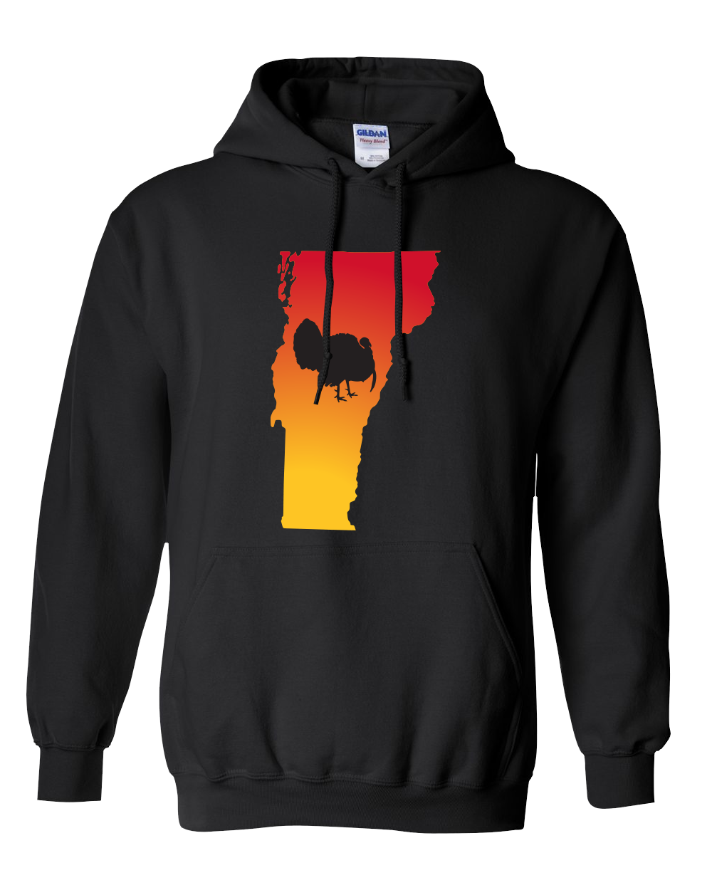 Pullover Hooded Sweatshirt Vermont Black Turkey Vibrant Design High Quality Tight Knit Ring Spun Low Maintenance Cotton Printed With The Newest Available Color Transfer Technology
