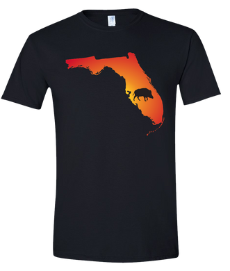 Short Sleeve T-Shirt Florida Black Wild Hog Vibrant Design High Quality Tight Knit Ring Spun Low Maintenance Cotton Printed With The Newest Available Color Transfer Technology