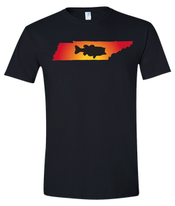 Short Sleeve T-Shirt Tennessee Black Large Mouth Bass Vibrant Design High Quality Tight Knit Ring Spun Low Maintenance Cotton Printed With The Newest Available Color Transfer Technology