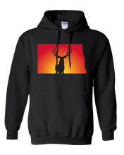 Load image into Gallery viewer, Pullover Hooded Sweatshirt North Dakota Black Mule Deer Vibrant Design High Quality Tight Knit Ring Spun Low Maintenance Cotton Printed With The Newest Available Color Transfer Technology
