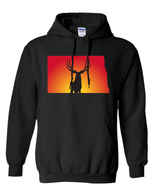 Pullover Hooded Sweatshirt North Dakota Black Mule Deer Vibrant Design High Quality Tight Knit Ring Spun Low Maintenance Cotton Printed With The Newest Available Color Transfer Technology