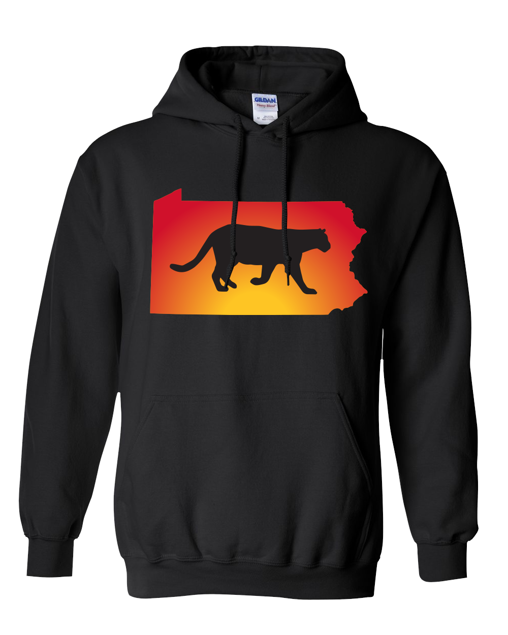 Pullover Hooded Sweatshirt Pennsylvania Black Mountain Lion Vibrant Design High Quality Tight Knit Ring Spun Low Maintenance Cotton Printed With The Newest Available Color Transfer Technology