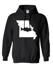 Load image into Gallery viewer, Pullover Hooded Sweatshirt Missouri Black Large Mouth Bass Vibrant Design High Quality Tight Knit Ring Spun Low Maintenance Cotton Printed With The Newest Available Color Transfer Technology
