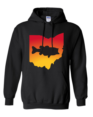 Pullover Hooded Sweatshirt Ohio Black Large Mouth Bass Vibrant Design High Quality Tight Knit Ring Spun Low Maintenance Cotton Printed With The Newest Available Color Transfer Technology