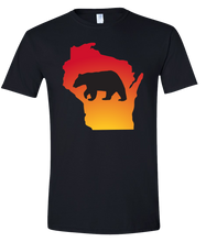 Load image into Gallery viewer, Short Sleeve T-Shirt Wisconsin Black Black Bear Vibrant Design High Quality Tight Knit Ring Spun Low Maintenance Cotton Printed With The Newest Available Color Transfer Technology