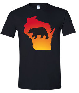 Short Sleeve T-Shirt Wisconsin Black Black Bear Vibrant Design High Quality Tight Knit Ring Spun Low Maintenance Cotton Printed With The Newest Available Color Transfer Technology