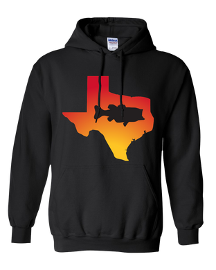 Pullover Hooded Sweatshirt Texas Black Large Mouth Bass Vibrant Design High Quality Tight Knit Ring Spun Low Maintenance Cotton Printed With The Newest Available Color Transfer Technology