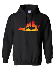 Pullover Hooded Sweatshirt Virginia Black Large Mouth Bass Vibrant Design High Quality Tight Knit Ring Spun Low Maintenance Cotton Printed With The Newest Available Color Transfer Technology