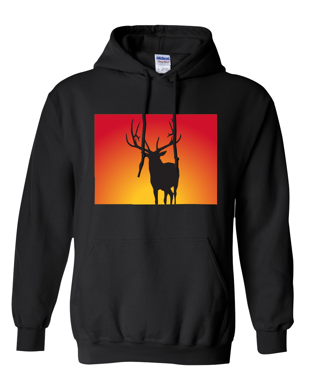 Pullover Hooded Sweatshirt Colorado Black Elk Vibrant Design High Quality Tight Knit Ring Spun Low Maintenance Cotton Printed With The Newest Available Color Transfer Technology