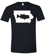 Load image into Gallery viewer, Short Sleeve T-Shirt Iowa Black Large Mouth Bass Vibrant Design High Quality Tight Knit Ring Spun Low Maintenance Cotton Printed With The Newest Available Color Transfer Technology