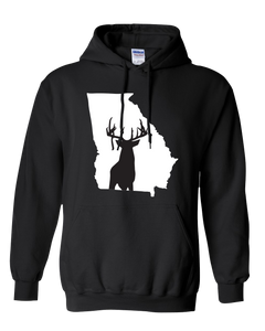 Pullover Hooded Sweatshirt Georgia Black Whitetail Deer Vibrant Design High Quality Tight Knit Ring Spun Low Maintenance Cotton Printed With The Newest Available Color Transfer Technology
