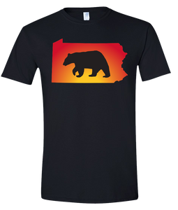 Short Sleeve T-Shirt Pennsylvania Black Black Bear Vibrant Design High Quality Tight Knit Ring Spun Low Maintenance Cotton Printed With The Newest Available Color Transfer Technology