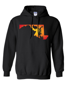 Pullover Hooded Sweatshirt Maryland Black Turkey Vibrant Design High Quality Tight Knit Ring Spun Low Maintenance Cotton Printed With The Newest Available Color Transfer Technology