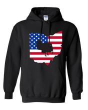 Load image into Gallery viewer, Pullover Hooded Sweatshirt Ohio Black Turkey Vibrant Design High Quality Tight Knit Ring Spun Low Maintenance Cotton Printed With The Newest Available Color Transfer Technology