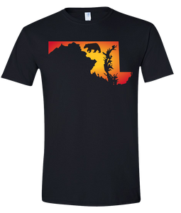 Short Sleeve T-Shirt Maryland Black Black Bear Vibrant Design High Quality Tight Knit Ring Spun Low Maintenance Cotton Printed With The Newest Available Color Transfer Technology