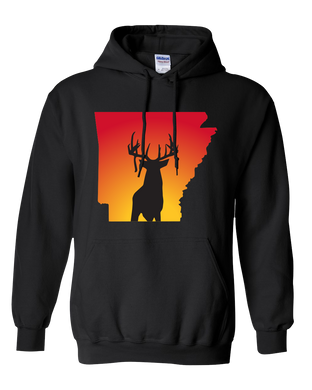 Pullover Hooded Sweatshirt Arkansas Black Whitetail Deer Vibrant Design High Quality Tight Knit Ring Spun Low Maintenance Cotton Printed With The Newest Available Color Transfer Technology