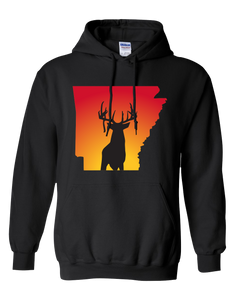 Pullover Hooded Sweatshirt Arkansas Black Whitetail Deer Vibrant Design High Quality Tight Knit Ring Spun Low Maintenance Cotton Printed With The Newest Available Color Transfer Technology