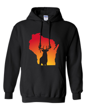 Load image into Gallery viewer, Pullover Hooded Sweatshirt Wisconsin Black Whitetail Deer Vibrant Design High Quality Tight Knit Ring Spun Low Maintenance Cotton Printed With The Newest Available Color Transfer Technology