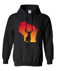 Pullover Hooded Sweatshirt Wisconsin Black Whitetail Deer Vibrant Design High Quality Tight Knit Ring Spun Low Maintenance Cotton Printed With The Newest Available Color Transfer Technology