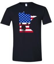 Load image into Gallery viewer, Short Sleeve T-Shirt Minnesota Black Moose Vibrant Design High Quality Tight Knit Ring Spun Low Maintenance Cotton Printed With The Newest Available Color Transfer Technology