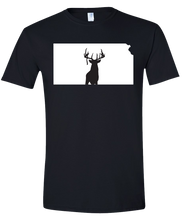 Load image into Gallery viewer, Short Sleeve T-Shirt Kansas Black Whitetail Deer Vibrant Design High Quality Tight Knit Ring Spun Low Maintenance Cotton Printed With The Newest Available Color Transfer Technology